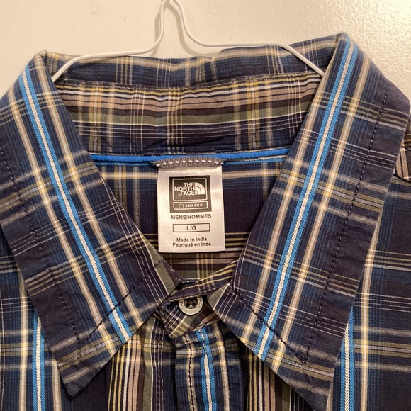 MEN’S THE NORTH FACE LONG SLEEVE BUTTON DOWN SHIRT! BLUE SHADE CHECKERED - Picture 3 of 3